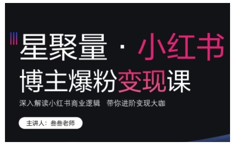 小红书博主爆粉变现课，深入解读小红书商业逻辑，带你进阶变现大咖-鼎铸网