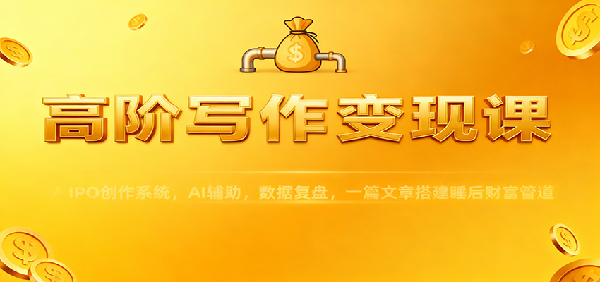 高阶写作变现课：IPO创作系统，AI辅助，数据复盘，一篇文章搭建睡后财富管道-鼎铸网