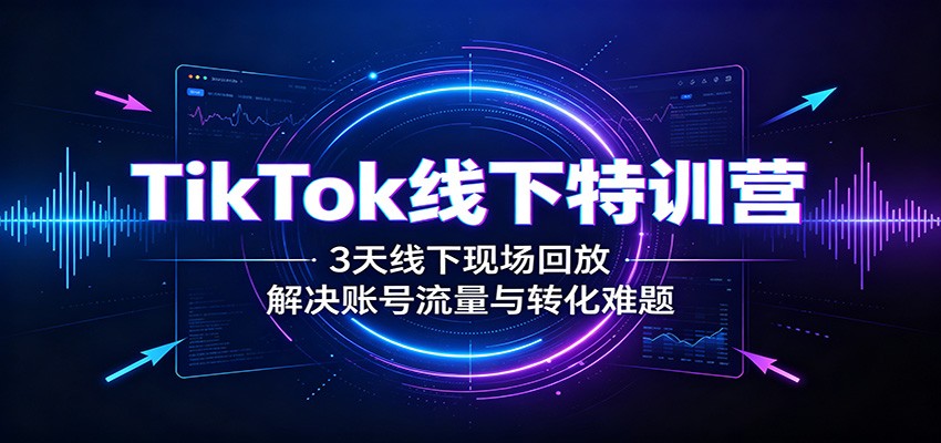 TikTok线下特训营：3天线下现场回放，解决账号流量与转化难题-鼎铸网