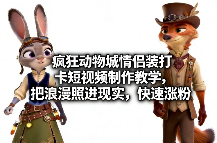 4c3627cce46686e68f514adfc02293c6.jpeg 疯狂动物城情侣装打卡短视频制作教学,把浪漫照进现实,快速涨粉