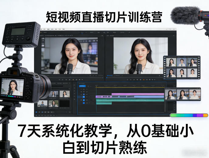4cd2d9dec6fe633e456fb8b096216393.jpeg 短视频直播切片训练营,7天系统化教学,从0基础小白到切片熟练