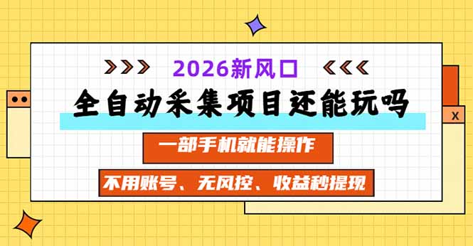 全自动采集项目还能玩吗？2026实测新风口 一部手机就能操作-鼎铸网