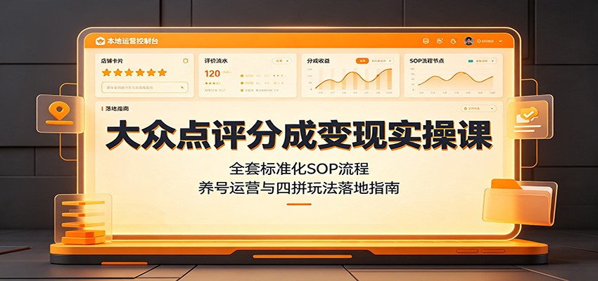 大众点评分成变现实操课:全套标准化SOP流程,养号运营与四拼玩法落地指南-鼎铸网