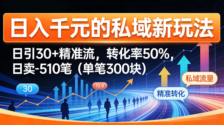 日入千米的私域新玩法:日引30+精准流,转化率50%,日卖5-10笔(单笔300米)-鼎铸网