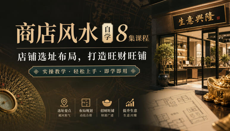 4d360a1c0db1f8e5c3b53022e18b09cb.jpeg 商店风水自学8集课程|店铺选址布局,打造旺财旺铺实操教学
