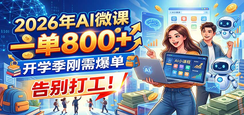2026年AI微课,一单800+,开学季刚需爆单,告别打工!-鼎铸网