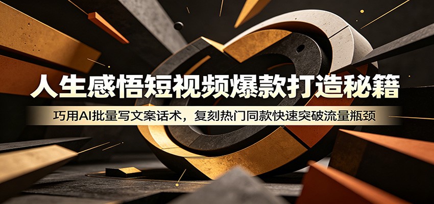 人生感悟短视频爆款打造秘籍：巧用A 批量写文案话术，复刻热门同款快速突破流量瓶颈-鼎铸网
