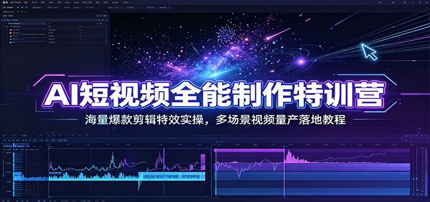 AI短视频全能制作特训营：海量爆款剪辑特效实操，多场景视频量产落地教程-鼎铸网