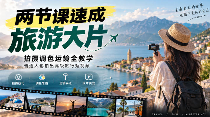 4d9cf00735120042d61cce63025df9fc.jpeg 两节课速成旅游大片|拍摄调色运镜全教学,普通人也拍出高级旅行短视频