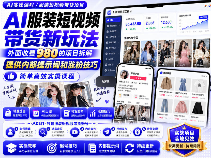 4dcac640e1d11355fbd5dbefb076ab51.jpeg 外面收费980AI快手带货系统课程,内部课程首次外放,操作简单高效,一分钟一条爆款视频