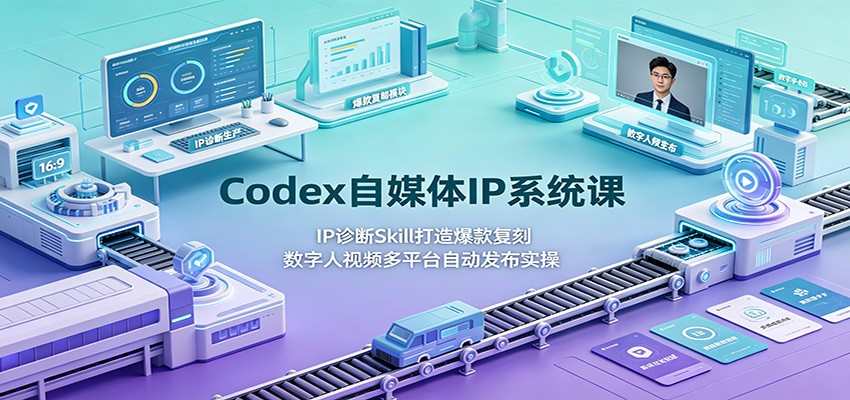 Codex自媒体IP系统课：IP诊断Skill打造爆款复刻，数字人视频多平台自动发布实操-鼎铸网