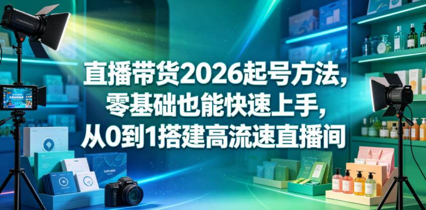 直播带货2026起号方法,零基础也能快速上手,从0到1搭建高流速直播间-鼎铸网