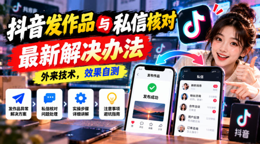 抖音发作品与私信核对最新解决办法，外来技术，效果自测-鼎铸网