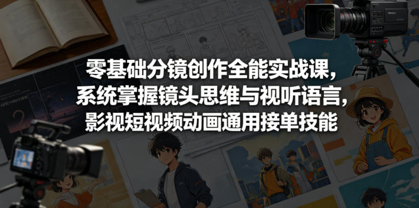 零基础分镜创作全能实战课,系统掌握镜头思维与视听语言,影视短视频动画通用接单技能-鼎铸网