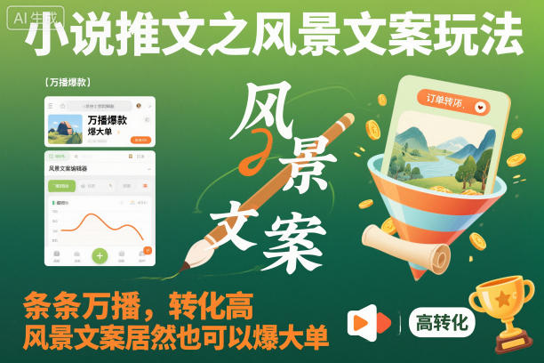 4f422412ae75ded09ce4d9b43f70ab9f.jpeg 小说推文之风景文案玩法,条条万播,转化高,风景文案居然也可以爆大单!