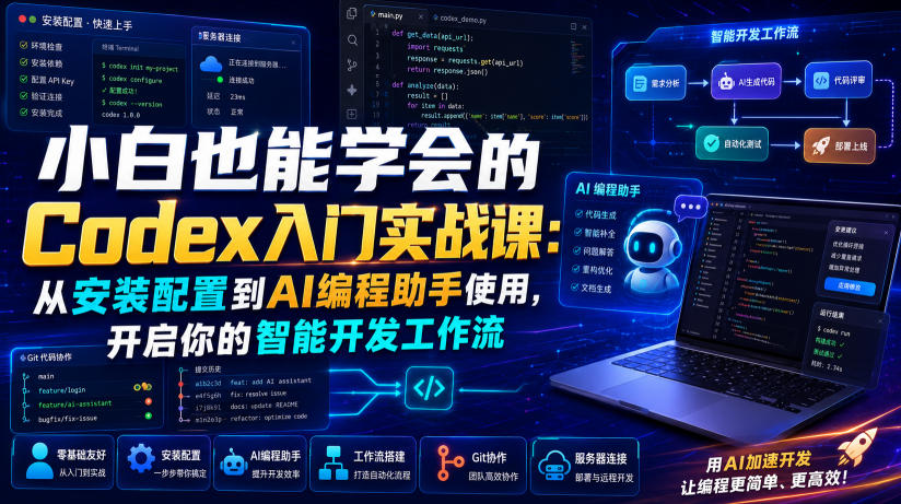 4fdf81ae4f16e4d51f61a0700c3e753b.jpeg 小白也能学会的Codex入门实战课:从安装配置到AI编程助手使用,开启你的智能开发工作流