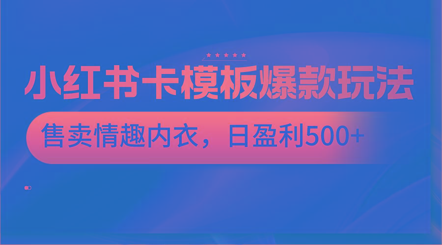 小红书卡模板爆款玩法，售卖情趣内衣，日盈利500+-鼎铸网