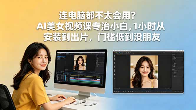 连电脑都不太会用？AI美女视频课专治小白，1小时从安装到出片，门槛低到没朋友-鼎铸网