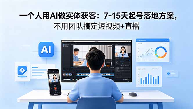 一个人用AI做实体获客:7-15天起号落地方案,不用团队搞定短视频+直播-鼎铸网