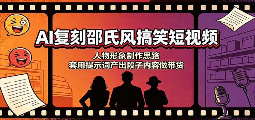AI复刻邵氏风搞笑短视频：人物形象制作思路，套用提示词产出段子内容做带货-鼎铸网