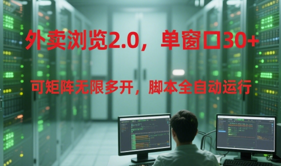 外卖浏览2.0,单窗口30+可矩阵无限多开,脚本全自动运行【揭秘】-鼎铸网