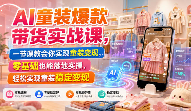 50d4779f5f0d9115ca940b94f9c3b039.jpeg AI童装爆款带货实战课,一节课教会你实现童装变现,零基础也能落地实操