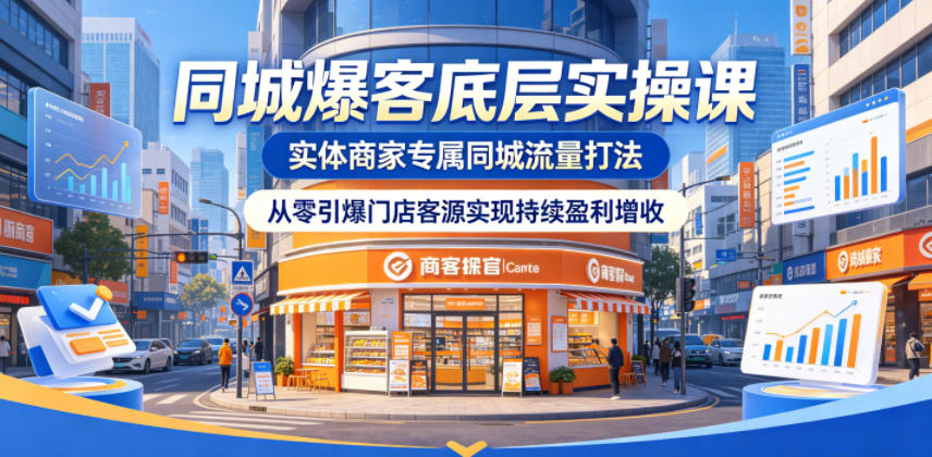 同城爆客底层实操课,实体商家专属同城流量打法,从零引爆门店客源实现持续盈利增收-鼎铸网