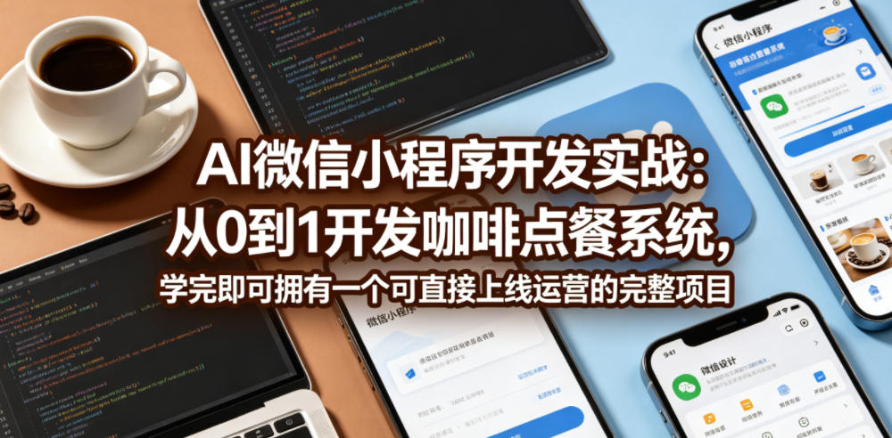 AI微信小程序开发实战：从0到1开发咖啡点餐系统，学完即可拥有一个可直接上线运营的完整项目-鼎铸网