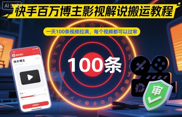 51661b25952d5bbc9e1ab648de86d9bb.jpeg 快手百万博主影视解说搬运教程,一天100条视频拉满,每个视频都可以过审