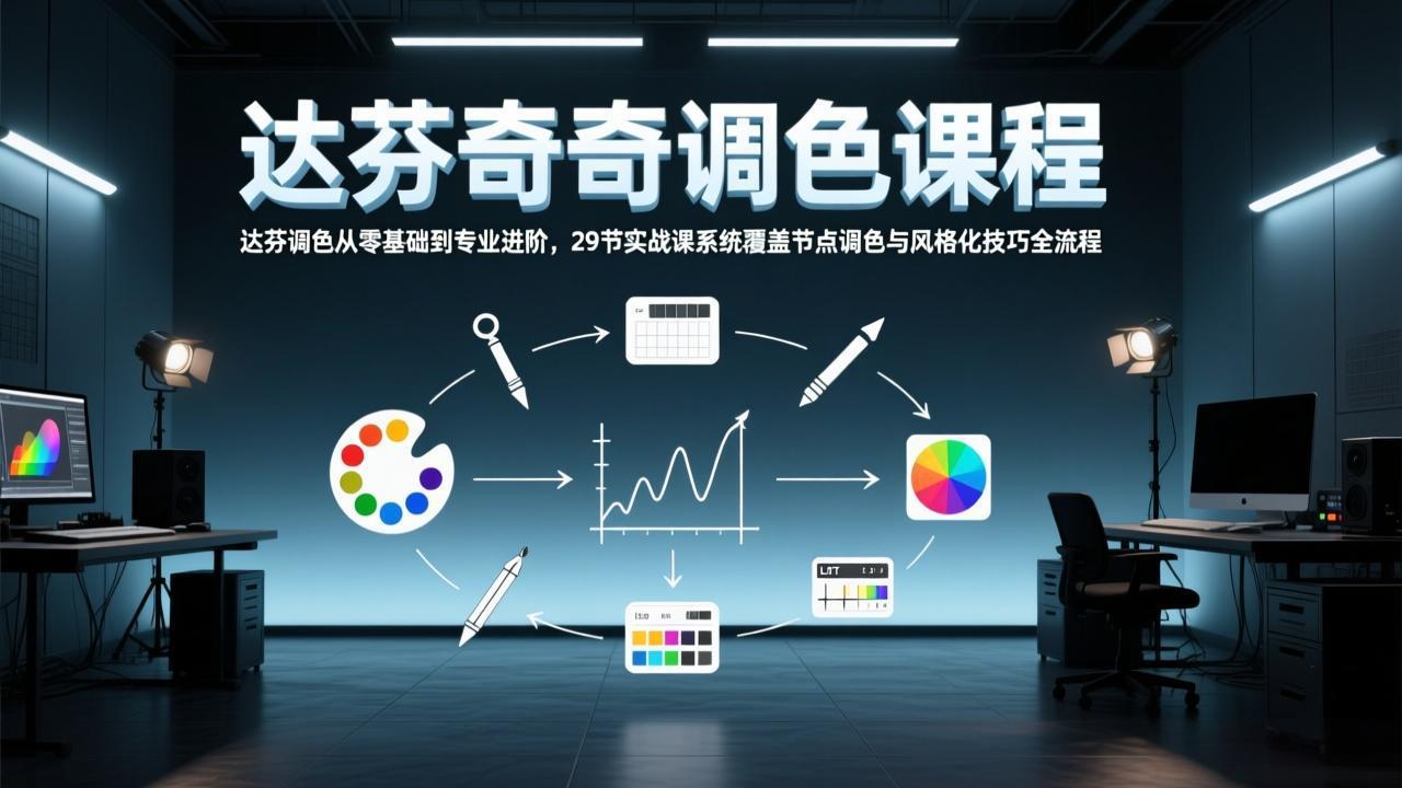 51d88b1c671a91e8e1965fdad2a85b02.jpeg 达芬奇调色从零基础到专业进阶,29节实战课系统覆盖节点调色与风格化技巧全流程