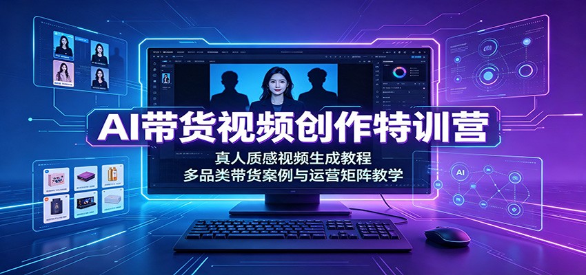 AI带货视频创作特训营:真人质感视频生成教程,多品类带货案例与运营矩阵教学-鼎铸网