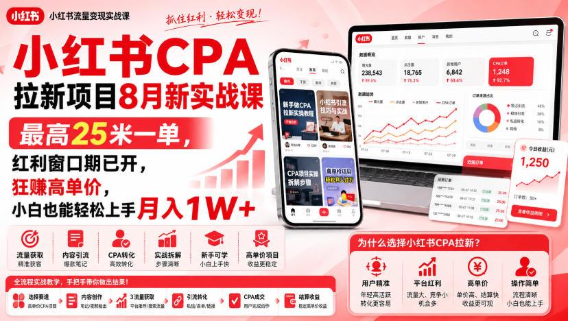 525a29e925d36c4d9e18031f1ec11934.jpeg 小红书CPA拉新项目8月新实战课,最高25米一单,红利窗口期已开,狂賺高单价,小白也能轻松上手月入1W+