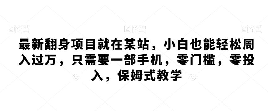 最新翻身项目就在某站，小白也能轻松周入过万，只需要一部手机，零门槛，零投入，保姆式教学-鼎铸网