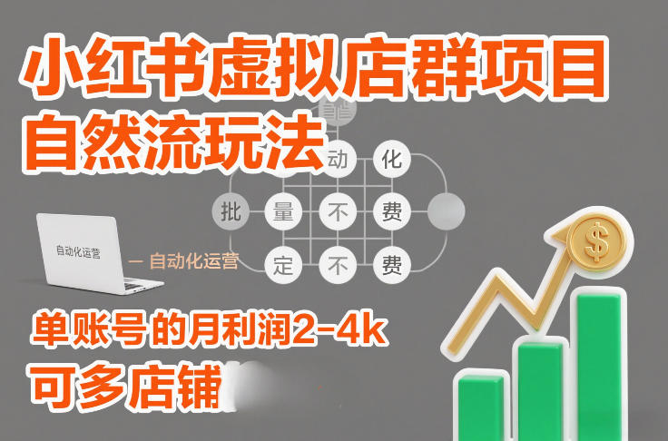 529022c13135b99712e7bb9f131392c2.jpeg 小红书虚拟店群项目,自然流玩法,批量自动化,稳定不费号,单账号的月利润2-4k,可多店矩阵