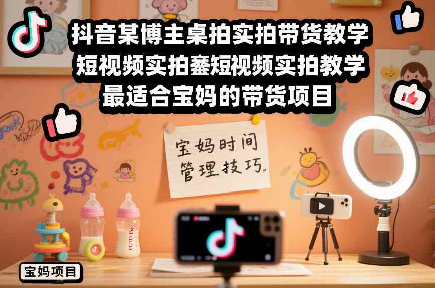 抖音某博主桌拍实拍带货教学,短视频实拍教学,最适合宝妈的带货项目-鼎铸网
