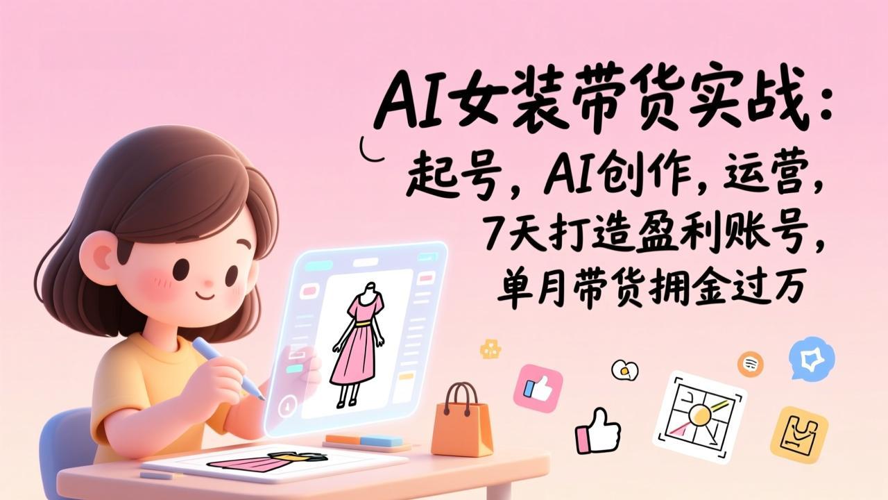 52ed50d37ff96a4bf62c0e0ed38414a8.jpeg AI女装带货实战:起号,AI创作,运营,7天打造盈利账号,单月带货佣金过万