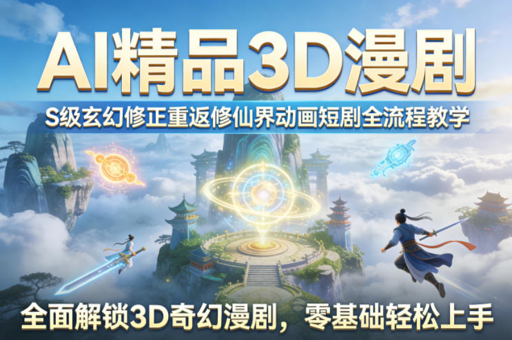 AI精品3D漫剧S级玄幻修正重返修仙界动画短剧全流程教学，全面解锁3D奇幻漫剧，零基础轻松上手-鼎铸网