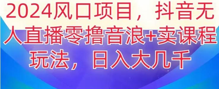 2024风口项目，抖音无人主播撸音浪+卖课程玩法，日入大几千【揭秘】-鼎铸网
