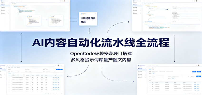 AI内容自动化流水线全流程：OpenCode环境安装项目搭建，多风格提示词库量产图文内容-鼎铸网