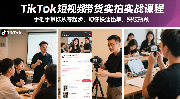 TikTok短视频带货实拍实战课程,手把手带你从零起步,助你快速出单,突破瓶颈-鼎铸网