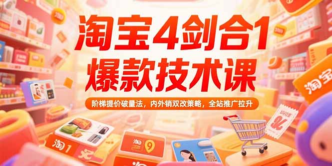 53d1a2e0dec1b3114e4cb05d83737231.jpeg 淘宝4剑合1爆款技术课73期:阶梯提价破量法,内外销双改策略 全站推广拉升