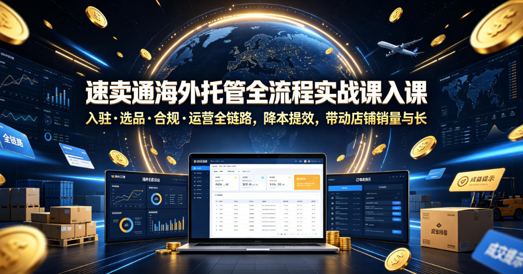 速卖通海外托管全流程实战课入驻・选品・合规・运营全链路，降本提效，带动店铺销量与收益增长-鼎铸网