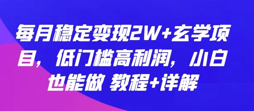 每月稳定变现2W+玄学项目，低门槛高利润，小白也能做 教程+详解【揭秘】-鼎铸网
