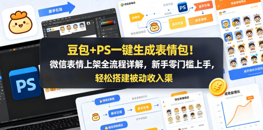 豆包+PS一键生成表情包!微信表情上架全流程详解,新手零门槛上手,轻松搭建被动收入渠道-鼎铸网