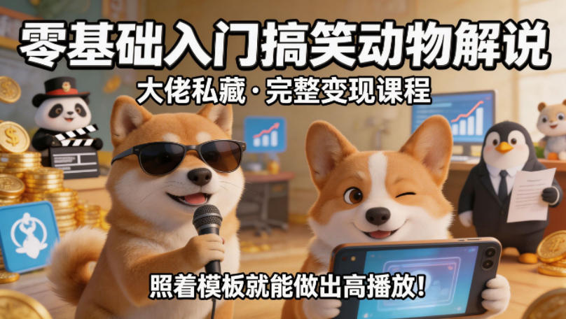 549c9a1f20524df7c4fb172594fa26cb.jpeg 零基础入门搞笑动物解说,大佬私藏完整变现课程,照着模板就能做出高播放