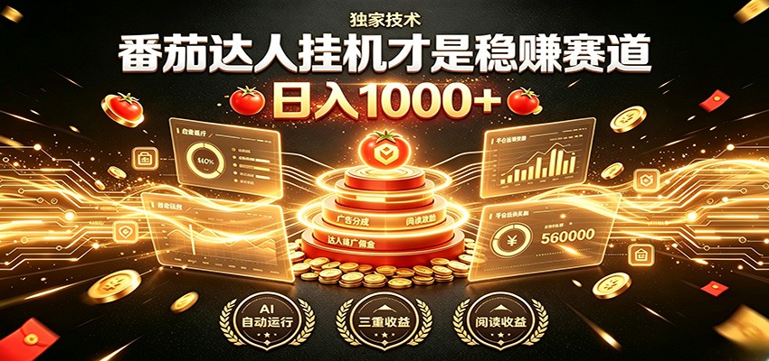 别再瞎找副业！番茄达人挂机才是稳赚赛道 日入1000+-鼎铸网