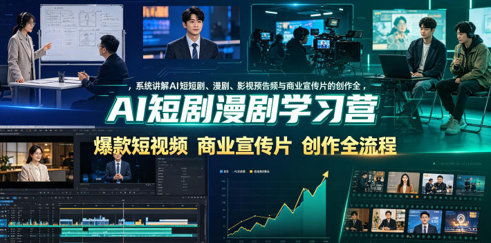 AI短剧漫剧学习营，系统讲解AI短剧、漫剧、影视预告片、爆款短视频与商业宣传片的创作全流程-鼎铸网