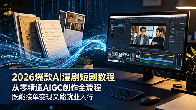 2026 爆款 AI 漫剧短剧教程 从零精通 AIGC 创作全流程 既能接单变现又能就业入行-鼎铸网