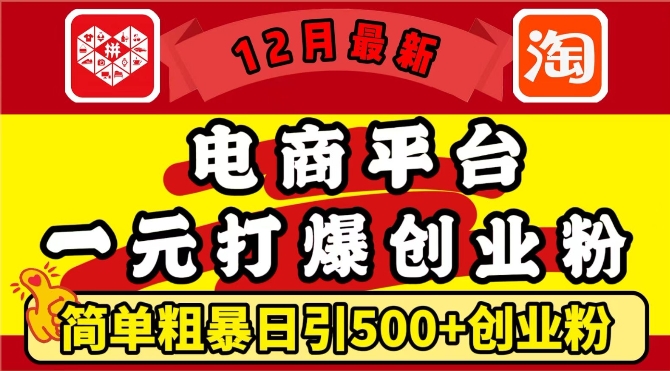 552de99680790f6ec05ca0aa187ce748.jpeg 12月最新:电商平台1元打爆创业粉,简单粗暴日引500+精准创业粉,轻松月入过W【揭秘】