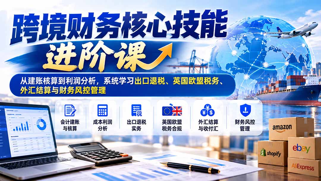 跨境财务核心技能进阶课：从建账核算到利润分析，系统学习出口退税、英国欧盟税务、外汇结算与财务风控管理-鼎铸网